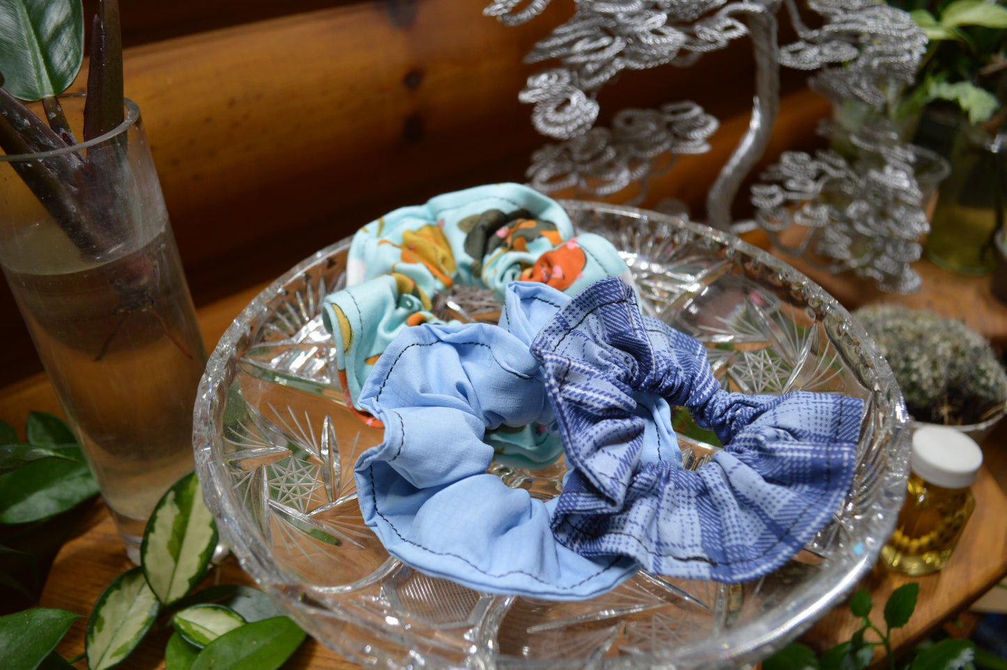 3-Piece Blue Scrunchie Set