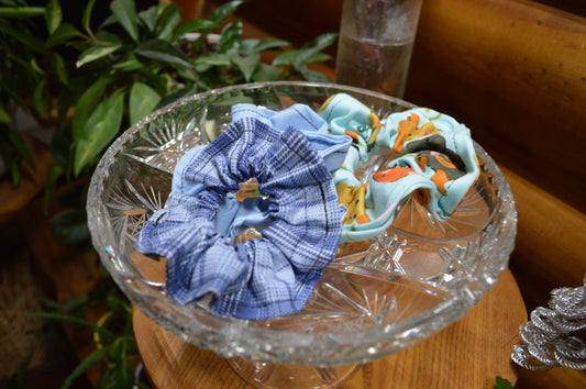 3-Piece Blue Scrunchie Set